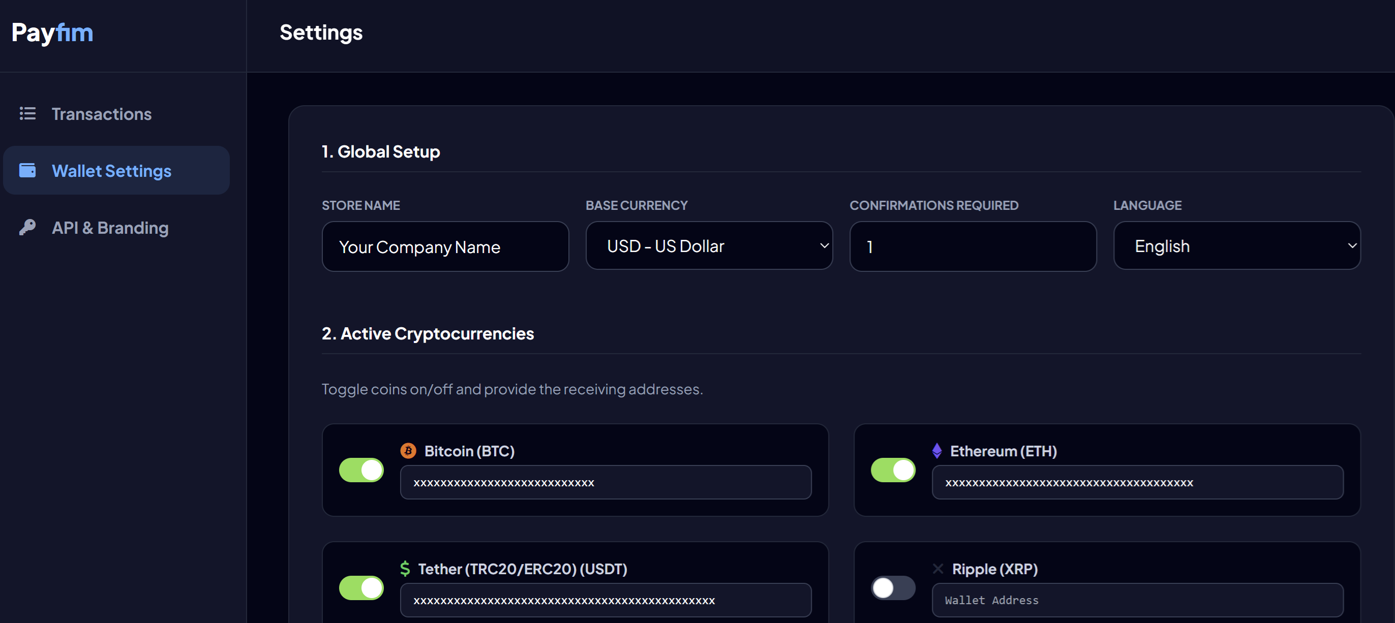 WHMCS Crypto Gateway Dashboard