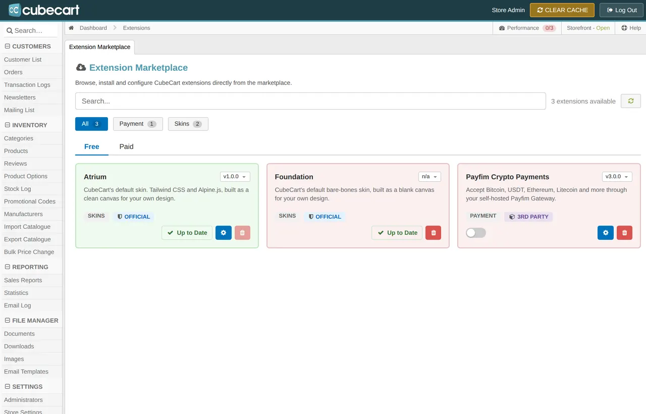 Extensions > Manage Extensions