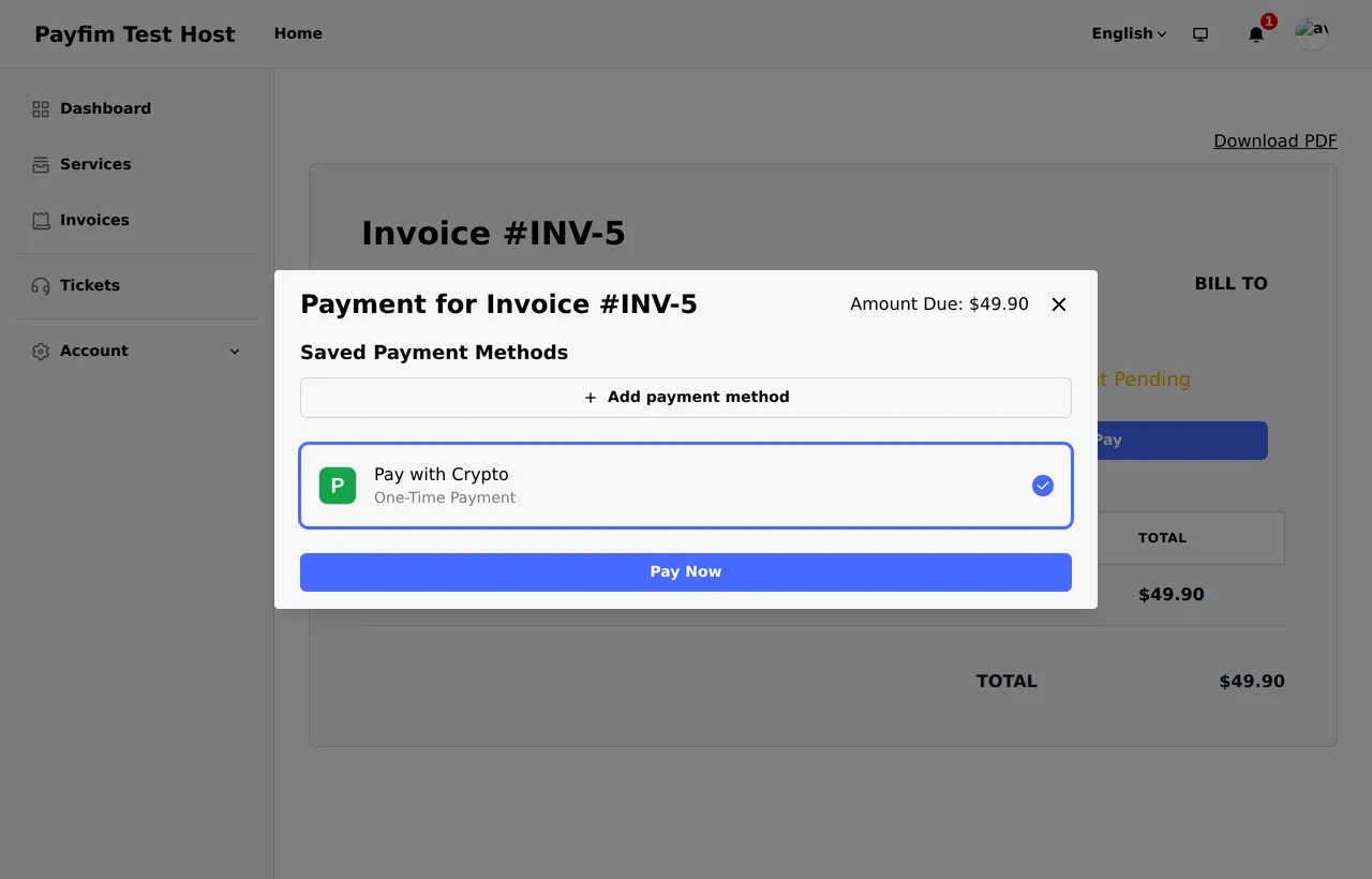 Payment method selection